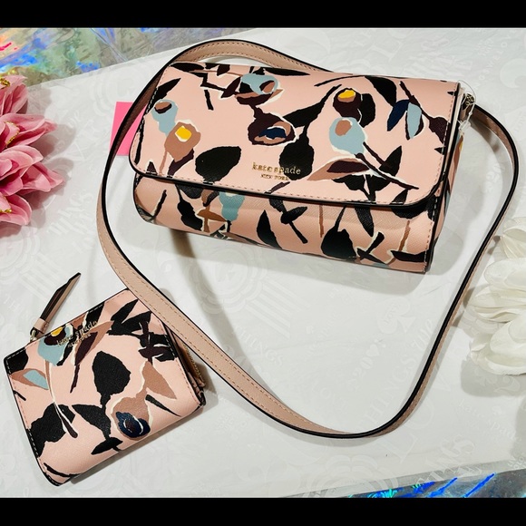 kate spade ♠️ cameron paper rose 🌹 bag & wallet - Picture 12 of 16